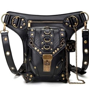 Steampunk Studded Waist Hip Bag Leather